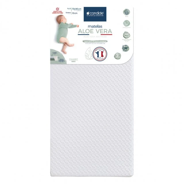 Aloe Vera mattress with removable cover for bed 60 x 120 cm (10 cm thick) Candide