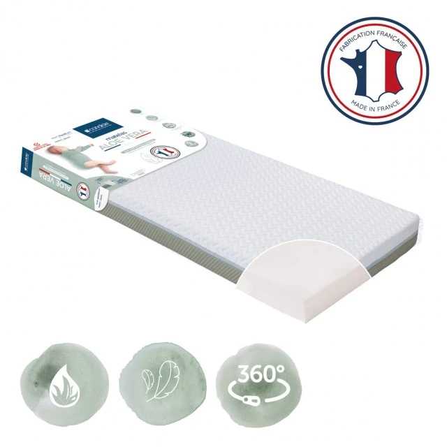 Aloe Vera mattress with removable cover for bed 60 x 120 cm (10 cm thick) Candide