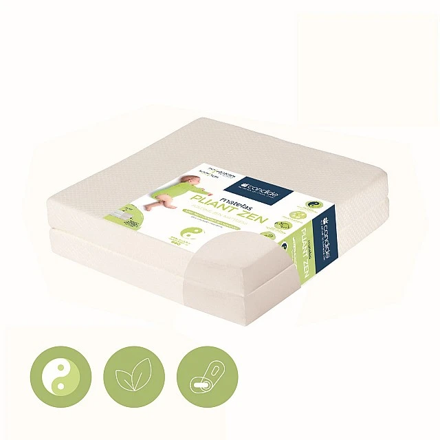 Foldable Baby Mattress 2 Parts Zen With Bamboo Cover 60x120Cm (7Cm Thickness) Candide
