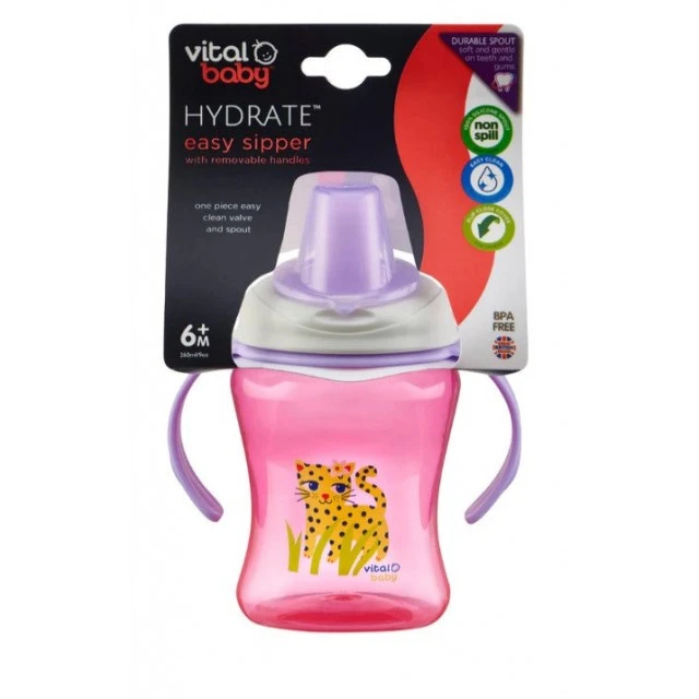 Cup for easy sipping with removable handles 260 ml. Purple Vital Baby