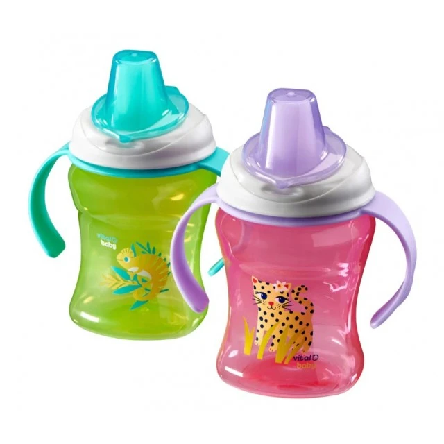 Cup for easy sipping with removable handles 260 ml. Purple Vital Baby