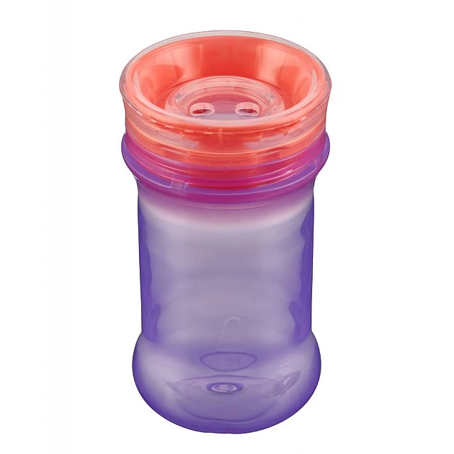 Spill-proof cup with soft silicone rim for 360° sipping Purple Vital Baby
