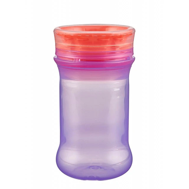 Spill-proof cup with soft silicone rim for 360° sipping Purple Vital Baby