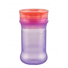 Spill-proof cup with soft silicone rim for 360° sipping Purple Vital Baby
