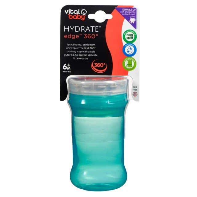 Spill-proof cup with soft silicone rim for 360° sipping Green Vital Baby