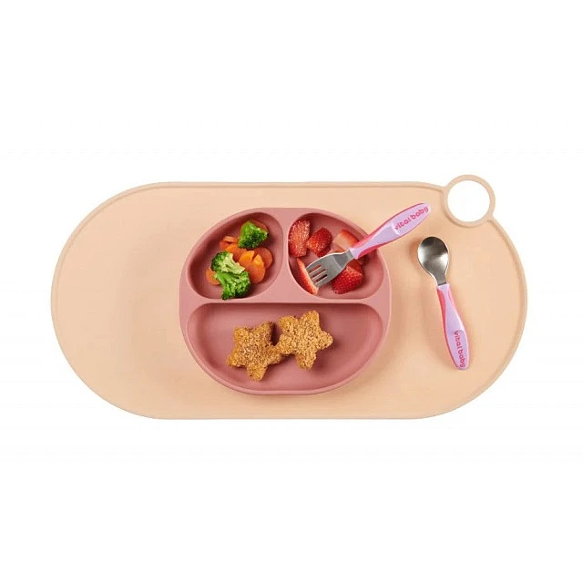 Silicone Vacuum Plate 4+ Months Pink Vital Baby