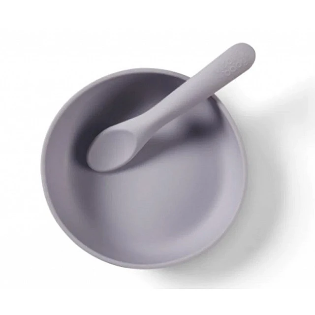 Set Silicone Vacuum Cup And Spoon Violet Vital Baby