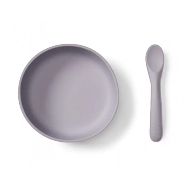 Set Silicone Vacuum Cup And Spoon Violet Vital Baby