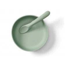 Комплект Силиконова Купа С Вакум И Лъжичка Мента Vital Baby