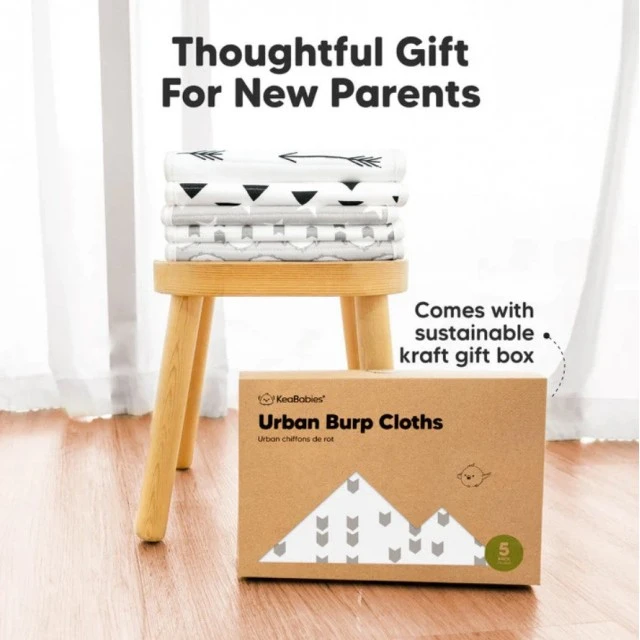 Organic Cotton Burp Cloths 5 pcs KeaBabies