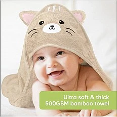 KeaBabies Organic Bamboo Cat Hooded Baby Towel