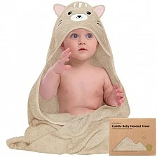 KeaBabies Organic Bamboo Cat Hooded Baby Towel
