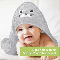 KeaBabies Organic Bamboo Seal Baby Towel with Hood