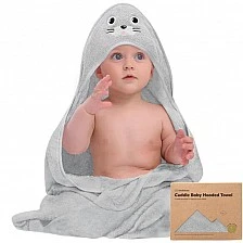 KeaBabies Organic Bamboo Seal Baby Towel with Hood