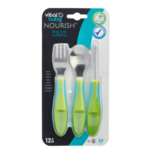 Children’s metal utensils 12m+ Green Vital Baby