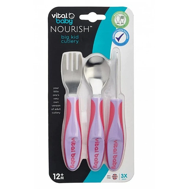 Children’s metal utensils 12m+ Purple Vital Baby