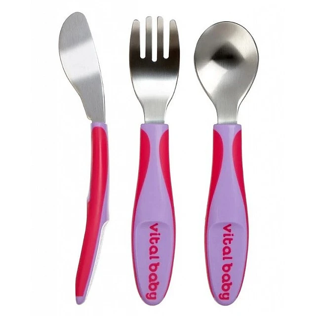 Children’s metal utensils 12m+ Purple Vital Baby