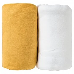 Sheets 2 Pieces 60X120Cm 100% Cotton White/Mustard Babycalin