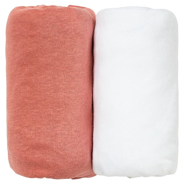 Sheets 2 Pieces 60X120Cm 100% Cotton White/Terracotta Babycalin