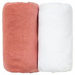 Sheets 2 Pieces 60X120Cm 100% Cotton White/Terracotta Babycalin