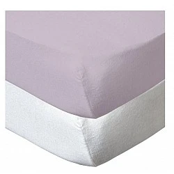 Sheets 2 Pieces 60X120Cm 100% Cotton White/Purple Babycalin