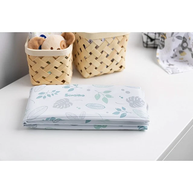Portable folding changing mat Blue Leaves Sensillo