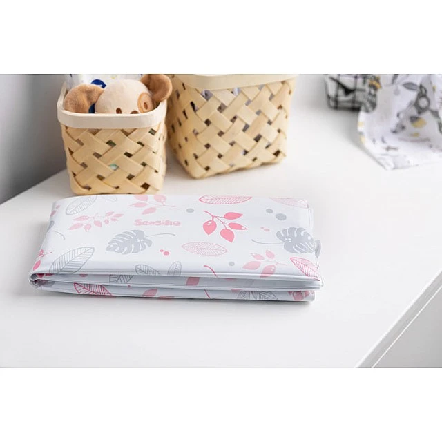 Portable folding changing mat Pink Leaves Sensillo