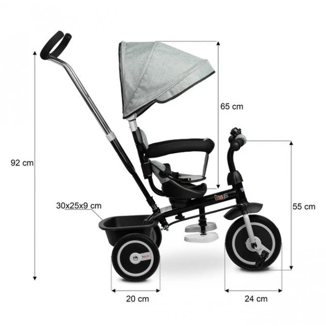 Tricycle With Parental Control Buzz Gray Caretero Toyz