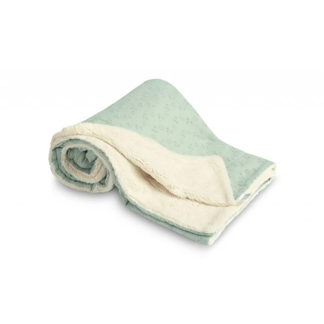 Blanket With Lace And Plush 80x100cm Mint