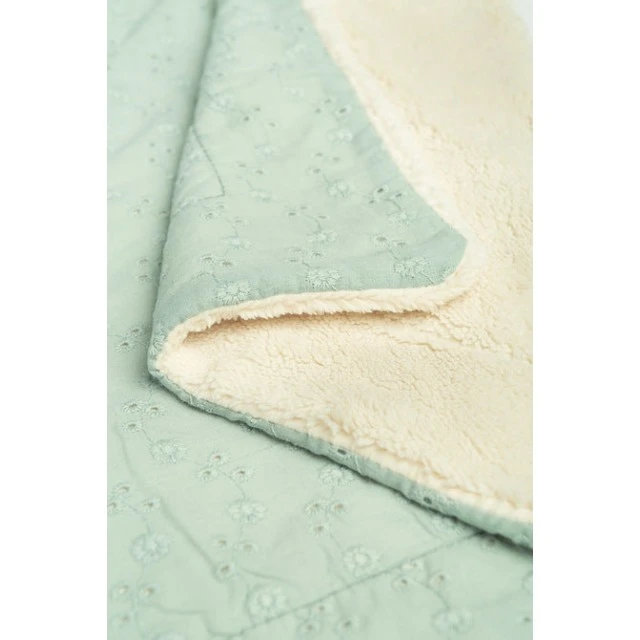 Blanket With Lace And Plush 80x100cm Mint