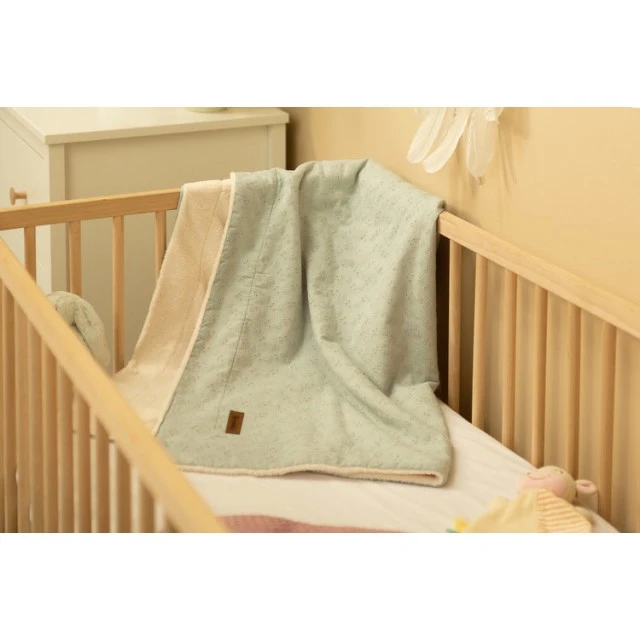 Blanket With Lace And Plush 80x100cm Mint