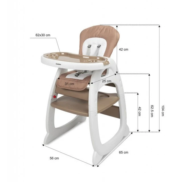 High chair 2 in 1 + Table Homee Brown Caretero