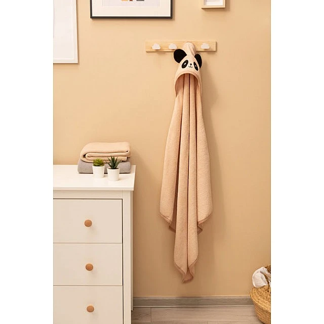 Panda Bath Towel 90x90cm Beige 100% Cotton