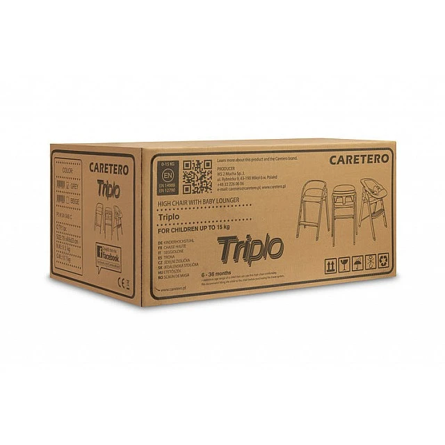 Столче За Хранене Triplo 3в1 Grey Caretero