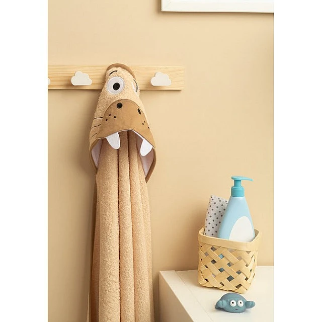 Baby Hooded Towel Walrus Beige Sensillo
