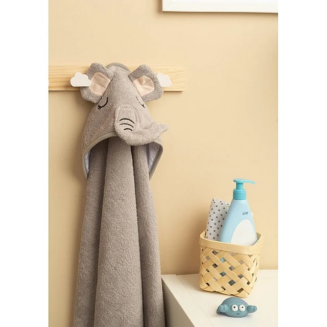 Bathfriends Hooded Baby Towel 100X100 Elephant Gray Sensillo