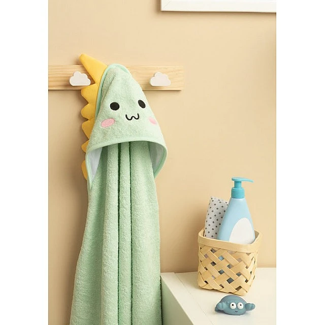 Бебешка Хавлия С Качулка Bathfriends 100X100 Дино Мента Sensillo
