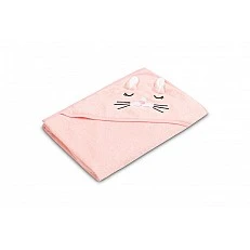 Бебешка Хавлия С Качулка Bathfriends 100X100 Заек Розов Sensillo