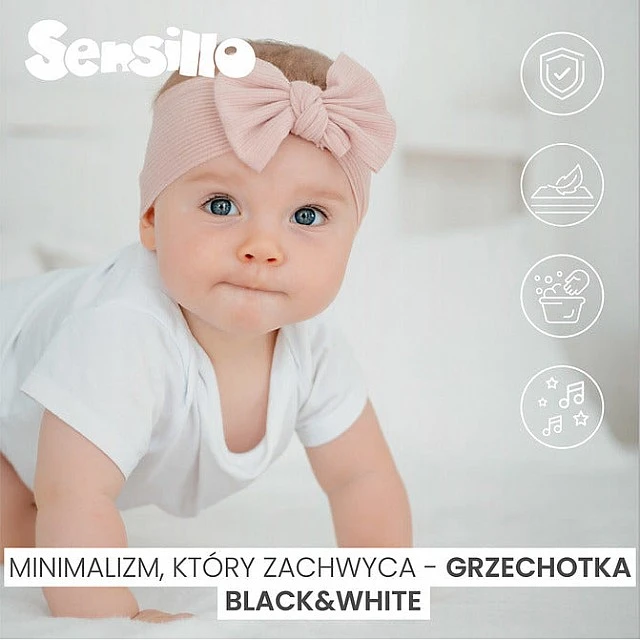 Черно-Бяла Дрънкалка Мече Sensillo