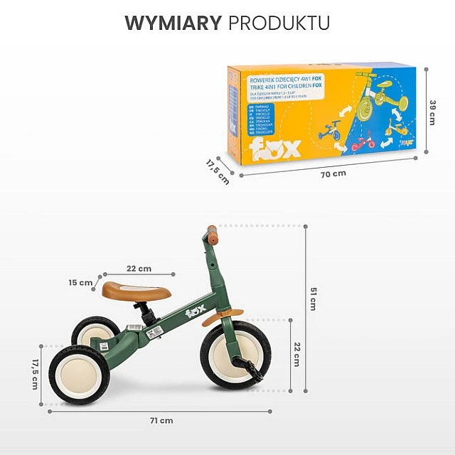 Многофункционален Велосипед Fox 4В1 Fox Бежов Caretero Toyz