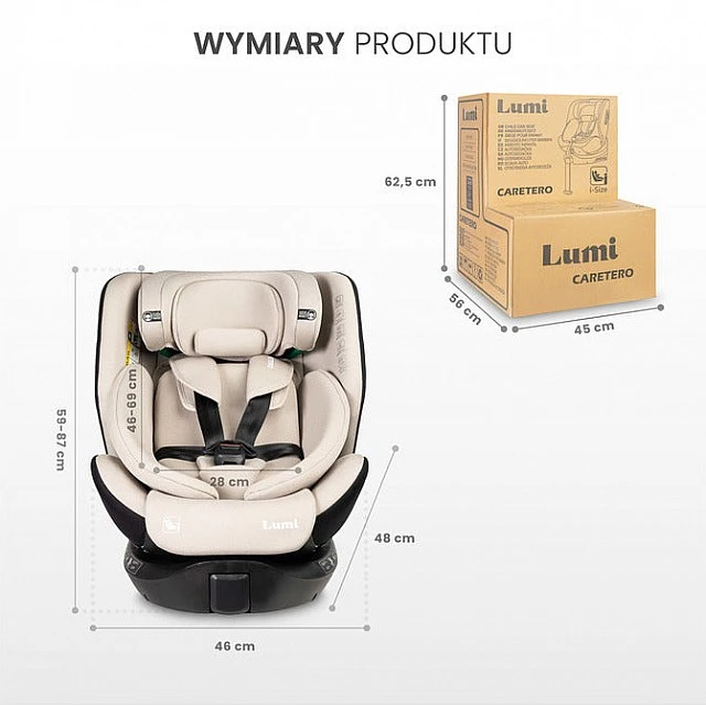 Lumi I-Size Child Car Seat Beige (40-150) Caretero