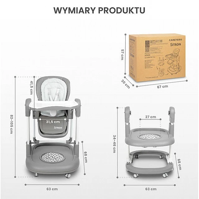 Sitron High Chair Gray Caretero