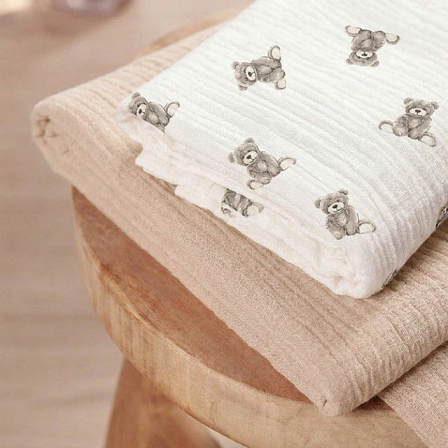 Muslin Diapers 3 Sizes 120X120 70X60 30X35 Bears Beige Sensillo