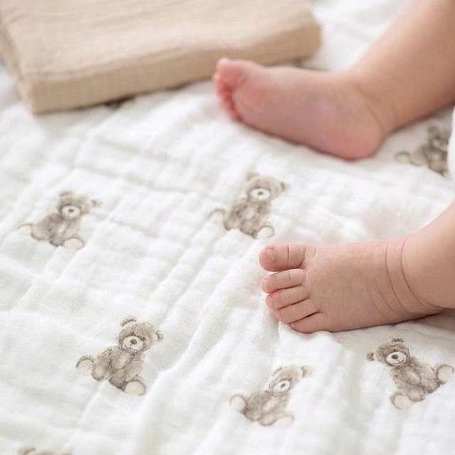 Muslin Diapers 3 Sizes 120X120 70X60 30X35 Bears Beige Sensillo