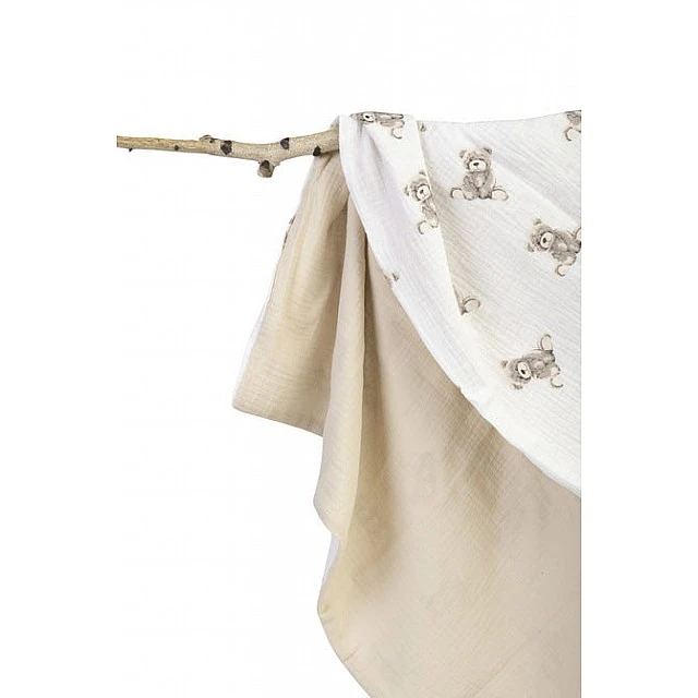 Baby Blanket Muslin Double Layer 75X100 Beige Bear Sensillo