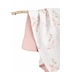 Baby Blanket Muslin Double Layer 75X100 Pink Flowers Sensillo