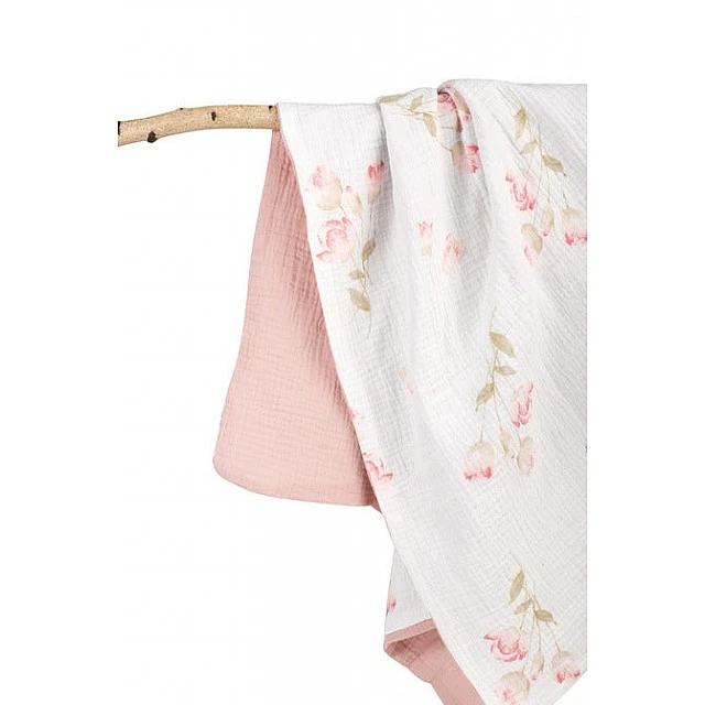 Baby Blanket Muslin Double Layer 75X100 Pink Flowers Sensillo