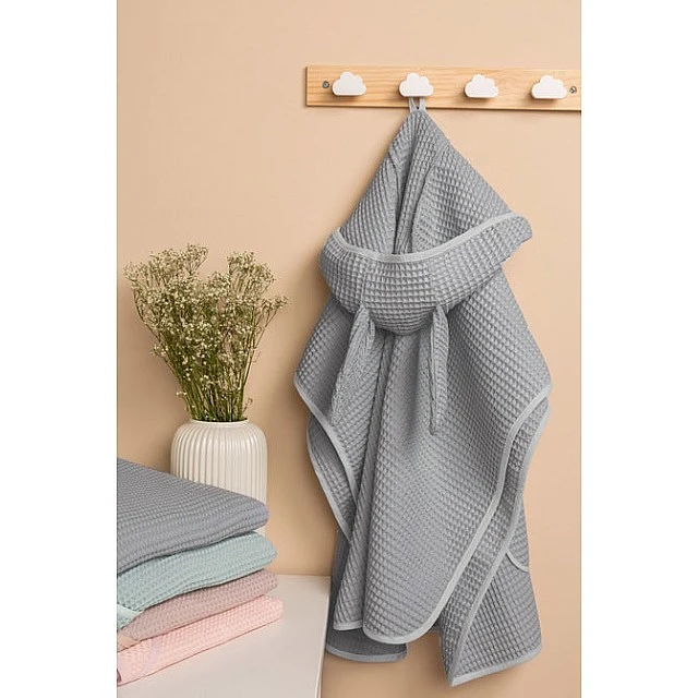 Poncho 100% Corrugated Cotton 70X60 Gray 0+ Sensillo