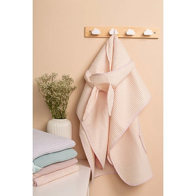 Poncho 100% Corrugated Cotton 70X60 Pink 0+ Sensillo