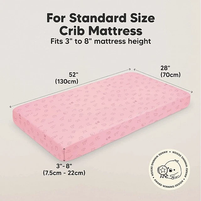 Organic Cotton Sheets 2 Pieces 60x120cm Pink Abc Kea Babies